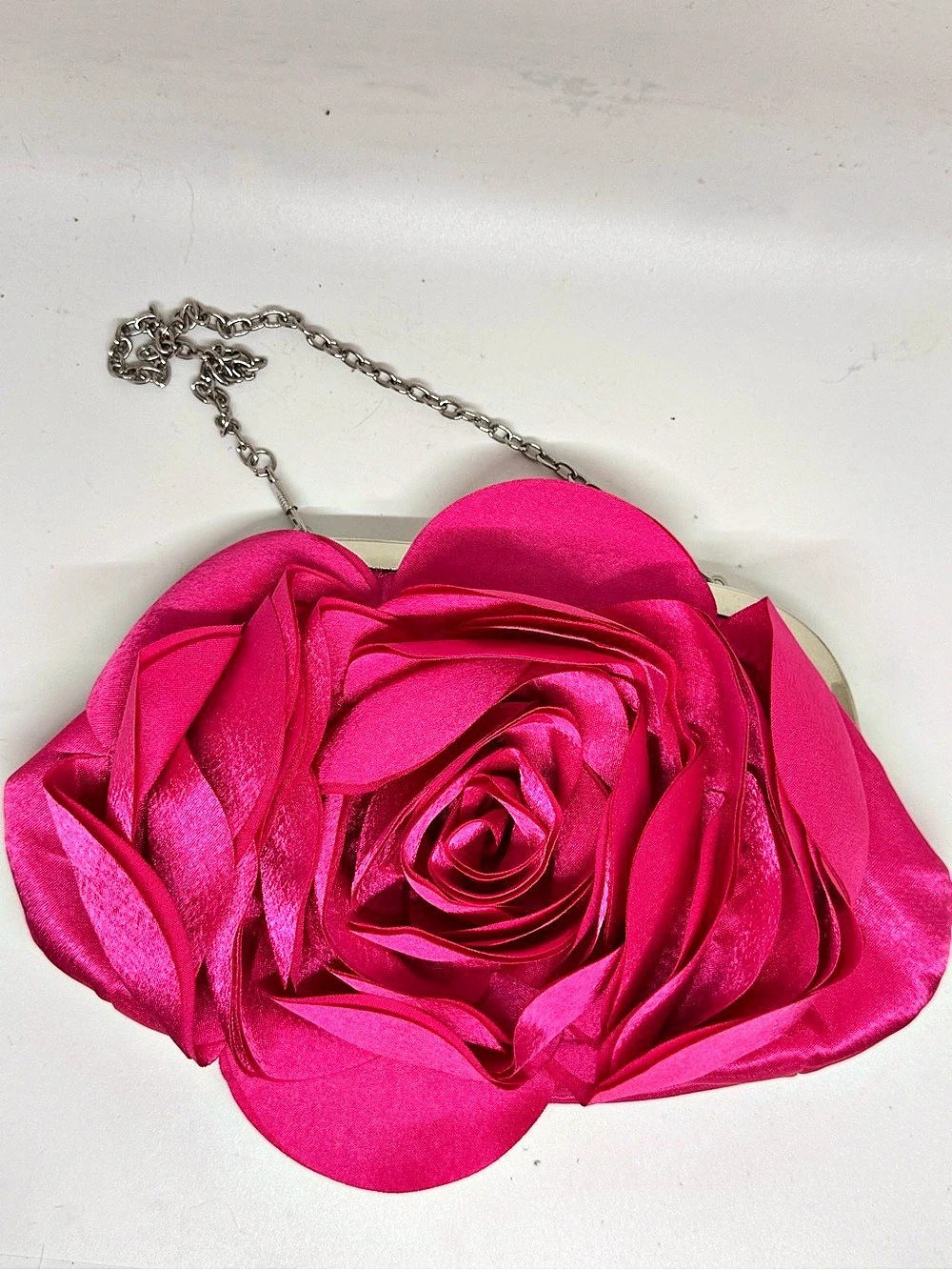 Pink Flower Clutch with Chain